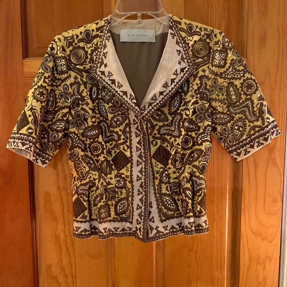 Elie Tahari short embroidered jacket